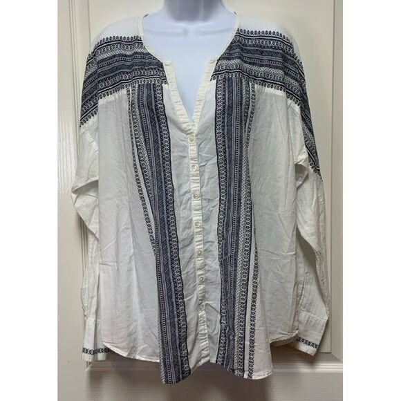 Sundance , Elina Blouse, White and Navy size  14‎ - Picture 1 of 9